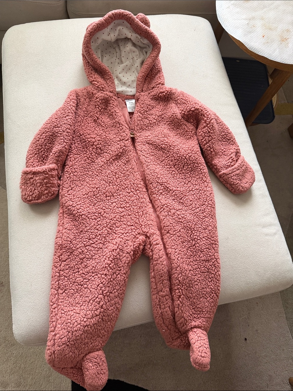 Bundle - lot of 2 baby fleece sherpa bear bunting suits hooded pral rompers